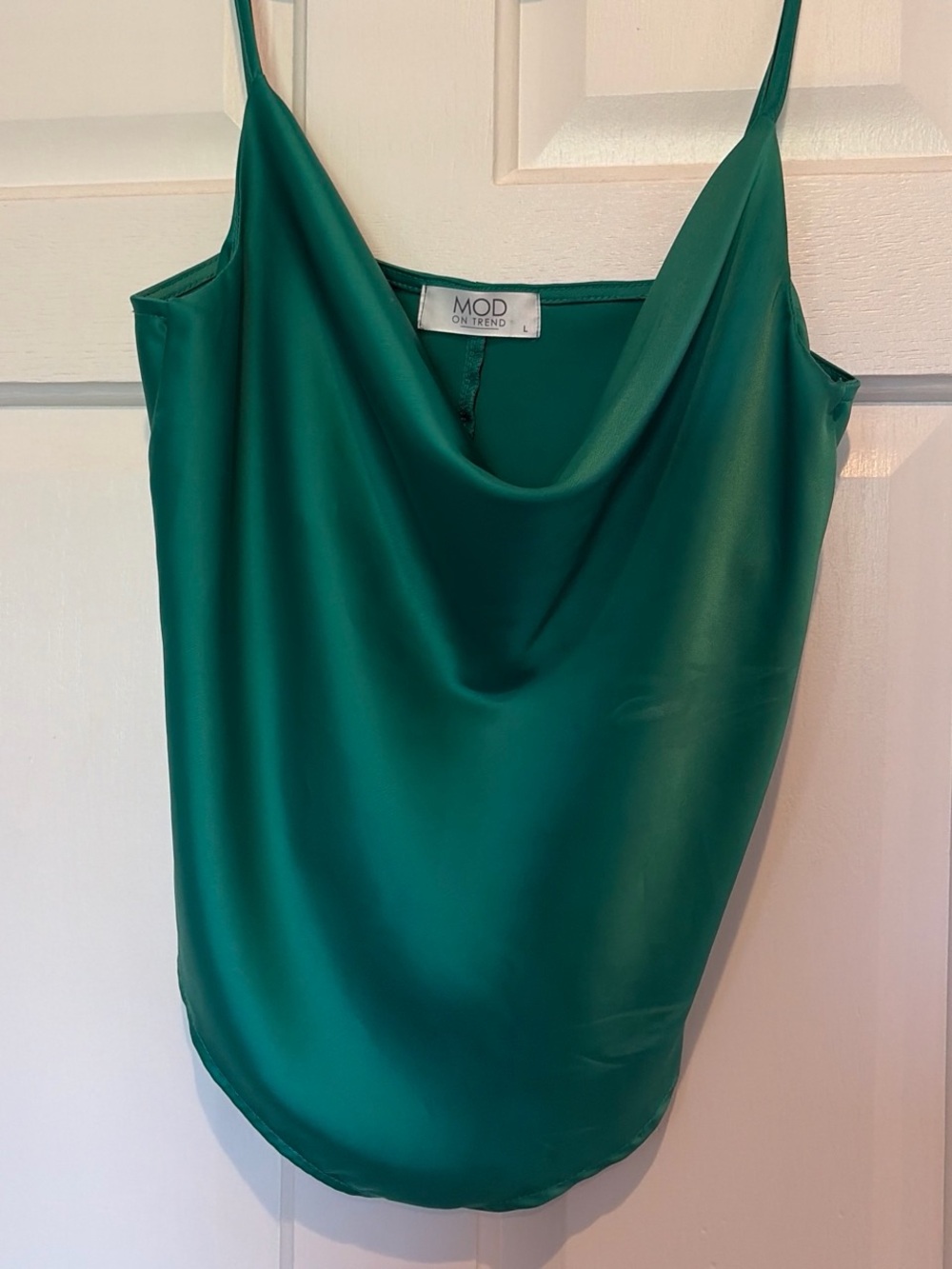 MOD On Trend Emerald Cowl Neck Satin Tank